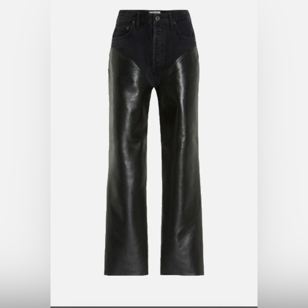 Agolde Black Denim Leather Jeans